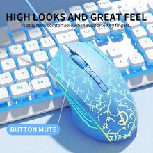 USB Wired Gaming Mouse, Silent And Noiseless, With RGB Breathing Light Effect. It Is Suitable For Gaming And Office Use, Ideal For Gamers. Featuring An Ergonomic Design, It Fits Different Hand Sizes And Is Perfectly Compatible With Desktops, Laptops, Computers And Suitable For Schools. - 裂紋藍 - 查看 2