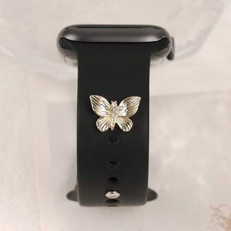 1pc Metal & Rhinestones Simple Butterfly Strap Charms Decorative Nails,For Apple Watch Band Series Accessories ,For Galaxy Watch Strap Charm