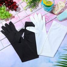 - 2 pares de guantes largos para el sol para mujer, guantes de conduccin antideslizantes para los dedos completos, proteccin para deportes al aire ltima intervensin - negro, blanco - Ver 7