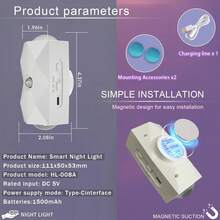 Unique Appearance Dual Headed Color Human Body Sensing Wall Lamp, USB Powered Night Light/Hallway Light/Decorative Light, 3000mAh Large Battery, Easy To Install And Move, Making It The Best Gift For Birthdays And Holidays - White - View 10