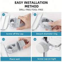 Kitchen Faucet Organizer Rack, No Drill Sink Sponge Drainer Holder, Home Sink Soap And Dishcloth Drainer Rack, Shower Caddy And Soap Holder, Adjustable Height, Can Hold Shower Gel, Shampoo And Soap