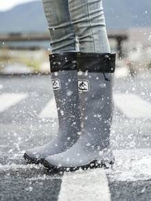 Men's Tall Soft Foldable Waterproof Anti-Slip Durable Rain Boots, Suitable For Boating, Farming, Fishing, Outdoor Activities, Hiking, Gray - Light Grey - View 2