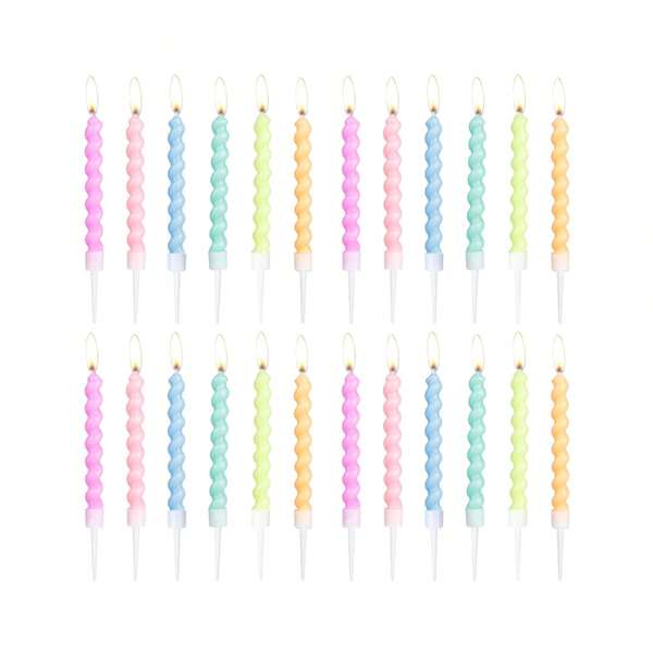 12/24pcs Rainbow Spiral Birthday Candle Set - For Weddings, Celebration Parties And Special Occasions - Colorful Cake Decorating Combo