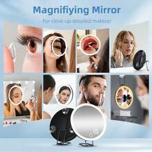 LED Lighted Magnifying Mirror, 10X 20X 30X Magnification, Black, Makeup Mirror With Magnifier, 6 Inch Handheld Compact Makeup Mirror With Light, Rechargeable 800mAh Battery, Best Gift For Men And Women - Black - View 6