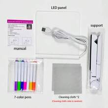 Tableau à dessin magique, tableau à dessin à LED alimenté par USB, tableau mémo de surveillance, livré avec 7 stylos de couleur - résistant aux rayures, avec support, peut être utilisé comme tableau mémo lumineux, tableau à messages LED, tableau blanc, convient pour le bureau, l'école et la maison, tableau à messages en acrylique, cahier, fournitures de dessin. - Blanc - Voir 13
