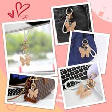 Llavero de coche para mujer con diamantes de imitacin en forma de corazn para nia, bonito llavero para Navidad, regalo personalizado - B-Oro - Ver 3