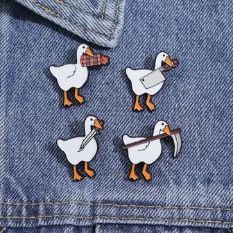 1 szt. Kreatywna, zabawna broszka z sierpowatym nożem w kształcie psotnej kaczki, odzież, dodatek do torby