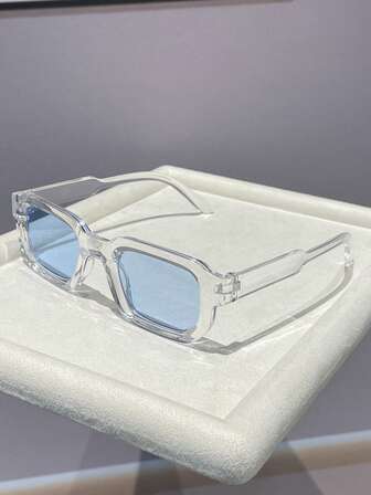 1副方形小框时尚眼镜，复古简约高端时尚男女通用款，适合热带海滩度假、节日礼物、户外活动、高尔夫、街头摄影、沙滩玩具、夏季海滩假期、户外旅行