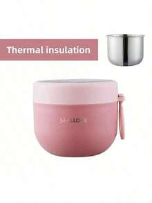 1pc Overnight Oats Container With Lid And Reusable Plastic Spoon, Portable Stainless Steel Yogurt Breakfast Cup, Cereal, Milk And Fruit Salad Storage Container - Multicolor - View 11