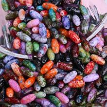 50pcs Vintage Picasso Glass Floral Print Seed Bead, 5*10mm Colorful Oval Loose Beads - Assorted Colors, Suitable For Making Necklaces, Bracelets, DIY Earrings, Tassel Crafts And Jewelry - Floral Shuttle Beads - View 6