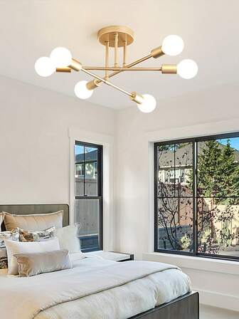 מנורת תליון E27 עם 6 נורות, יוקרה מודרנית לסלון, חדר שינה, פינת אוכל, בר, מטבח, חדר הלבשה