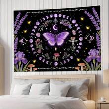 1pc Butterfly Pattern Printed Tapestry, Modern Polyester Square Decorative Wall Hanging Suitable For Living Room And Bedroom - Multicolor - View 2