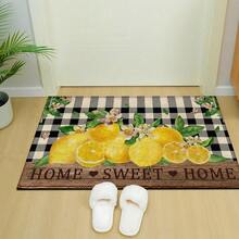 1 件柠檬图案印花地毯，仿羊毛垫 - 高吸水性，易于清洁，适用于家居装饰、农舍风格、玄关、室内、房间、厨房、餐厅、小型办公室/家庭办公室、水槽、洗衣房、门垫、厨房垫、防滑垫 - 彩色 - 查看 2