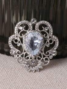 1件时尚白色奢华水滴花卉胸针，女士超大胸针 - 白色 - 查看 14