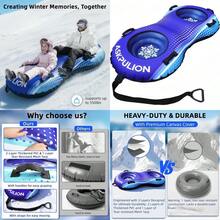 JIEXInflatable Snow Tube Sled Heavy Duty Snow Tubes For Sledding With Premium Canvas Cover For Adults Winter Outdoor Snow Toys Gift Christmas Birthday Gift For Family CHEN - DarkBlue - View 7