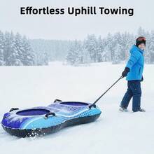 JIEXInflatable Snow Tube Sled Heavy Duty Snow Tubes For Sledding With Premium Canvas Cover For Adults Winter Outdoor Snow Toys Gift Christmas Birthday Gift For Family CHEN - DarkBlue - View 6
