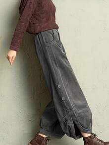 Women's Trousers, Old Money Style, Corduroy Solid Color Women's Cargo Pants, Suitable For Daily Wear, All Seasons, Office Attire