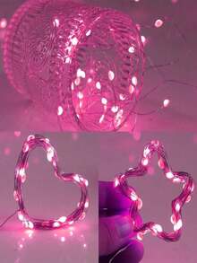 10pcs-Fairy Lights Battery Operated LED Mini String Lights Twinkle Lights Copper Wire Firefly Starry Lights For Mason Jars Wedding Party Christmas Centerpiece Table Decorations, LED Fairy Lights, 100cm Silvery Wire String Mini Lights For Bedroom, Wedding, Mason Jar, DIY Crafts, Christmas Wreath, Party Decorations, Yellow Light,Fairy Lights Battery Operated String Lights Mason Jar Lights Silvery Wire Light Fireflies DIY Party Wedding - 粉色 - 查看 2