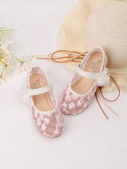 1 Pair New Spring Lace Flat Shoes For Female Students, Comfortable School/Outdoor Wear, Baby First Walking Shoes, Fashion Infant Shoes, Toddler Lace Cloth Shoes, Little Girls Mary Jane Flat Cloth Shoes, Wedding Flower Girl Flat Shoes