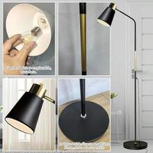 Lámpara de pie ajustable con luz de lectura,lamparas de pie led,lampara de pies para sala,dormitorio,estudio,asala de estudio, oficina,178cm de alto negro - individuales negro - Ver 2