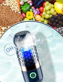 Portable Fruit And Vegetable Cleaner, IPX7, Waterproof, Portable Fruit Purifier Wireless 3000mAh Rechargeable For Fruit And Seafood, Rice, Meat - Blue - View 2