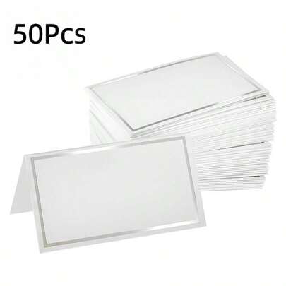 50 chiếc thẻ ghi tên bàn tiệc viền vàng, thẻ ghi chỗ ngồi bàn cưới, thẻ tên, thẻ hướng dẫn chỗ ngồi, thiệp cưới gấp, thẻ bàn, thiệp cảm ơn, thiệp chúc mừng, nhãn quầy thức ăn, thẻ bàn có họa tiết độc đáo cho tiệc sinh nhật, tiệc cưới, tiệc kỷ niệm, nhãn sản phẩm.