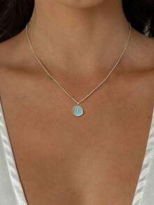 Women's Petite Cross Necklace, Delicate Silver Cross Pendant Necklace, Cute Small Cross Choker, Minimalist Cross Charm Necklace, Simplistic Religious Jewelry, Lovely Gift, Christian Gift, Suitable For Women And Teens, Wearable Year-Round, Also Suitable For Christmas - Silver Blue Base With Oil-dropped Cross - View 3