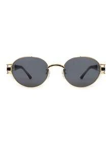 1pc Oval Shaped Fashion Fashion Glasses, High Quality Metal Frame, For Women
