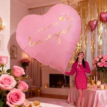 1 个巨型 60 英寸心形铝箔气球，浪漫大号爱情气球，适用于婚礼、订婚、周年纪念、情人节派对装饰，铝箔材料，无需电源，多功能节日装饰 - 彩色 - 查看 18