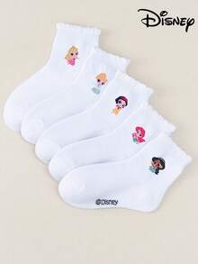 1/5 Sets Disney Princess Cute Leg Warmers, Girls & Boys Short Leg Warmers, Suitable For Daily Wear, Party, Easter, Spring/Summer, Featuring Elsa, Mermaid And Mid-Calf Styles. These Are Korean Cartoon Style Breathable Winter Infant/Student Leg Warmers. The Overall Design Is Adorable And Sweet, With Lovely Cartoon Patterns. - Multicolor - View 2