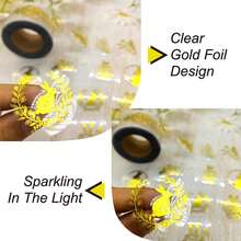 500pcs Foil Easter Greetings English Doodle Stickers, 1 Inch Round 6 Designs, Easter Transparent Rabbit Handmade Gift Envelope DIY Decorative Stickers, Holiday Party Decorations, PVC Sticker Seals - Gold - View 5