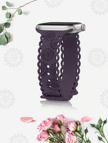 Women's And Men's Fashion Sports Soft Comfortable Breathable Laser Etched Embossed Butterfly Stud Ruffled Sunflower Watch Band For Apple Watch 38mm 40mm 41mm 45mm 44mm 42mm 46mm 49mm Belt, Versatile Casual Wristband, Bracelet, Party, Valentine's Day, New Year, Festival Gifts, Compatible With Apple Watch Series 10/9/8/7/6/5/SE/4/3/2/1, Replacement Band Accessory - Crimson Cherry - View 20