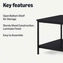Basics Coffee Table Rectangular With Bottom Shelf Living Room Center Table Modern Style Black 50.5 X 80 X 42 Cm - Black - View 3