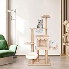 kangten 60 Inch Cat Tree Tower, Large Cat Tree For Indoor Cats With Structure, Jumping Platform, Staircase And Hammock, Indoor Condo With Climbing Ladder Modern Catt Towers Floor Caat Scratching Post A Nice Gift - 預設 - 查看 2