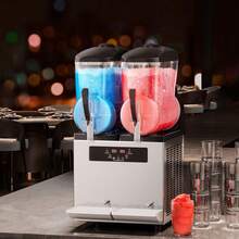 Kommerzielle Slusheis Maschine 12 L x 2 Doppeltank-Maschine für gefrorene Getränke, 96 Tassen Edelstahl Slush-Eis-Maschine mit Tastenfeld Softeis Maker für Partys Restaurants Cafés Bars - 2*12L Doppeltank elektronisch mit Tastatur - Übersicht 9