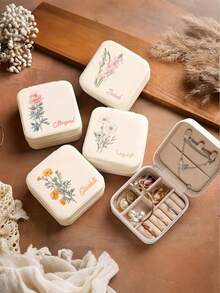 Customized Women's Jewelry Box With Personalized Name And Floral Pattern. Fashionable And Unique Leather Jewelry Box, A Thoughtful Holiday Gift. - Multicolor - View 3