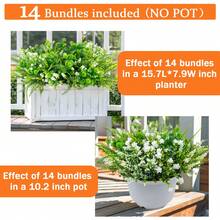 1/7/14pcs Realistic Artificial Green Plants And White Flower Branches (Fern/Spherical Leaves) - UV-Resistant, Non-Fading Faux Plants, Easy-Care Bohemian Decor, Suitable For Wedding Centerpieces, Vase Fillers, Living Room, Patio, Garden And Holiday Party Decorations - Green - View 11