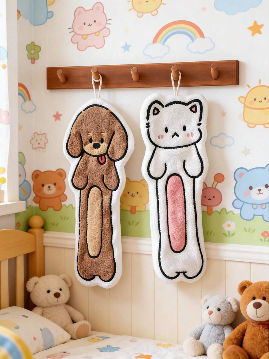 1条可爱多巴胺卡通珊瑚绒手巾，不掉毛，悬挂式设计，吸水性强，速干。这款毛绒超强吸水手巾非常可爱，可悬挂在浴室或厨房作为装饰巾，吸水性强，易于清洁，可定制图案，适用于家居浴室装饰、秋季装饰、返校季、洗碗巾、厨房巾等。 - 彩色 - 查看 1