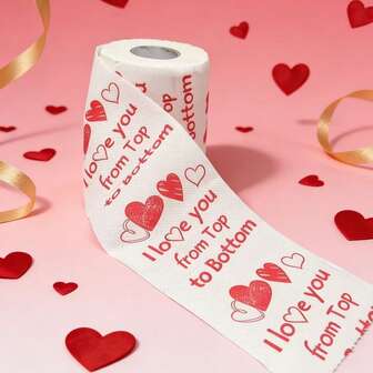 1/2 piezas [1 Rollo de Servilletas "Te Amo"] Rollos de Servilletas "Te Amo de Arriba a Abajo", Productos de papel decorativos con tema de amor, regalo universal para ocasiones especiales, adecuado para aniversario, boda, decoración de fiesta, Día de San Valentín, etc.