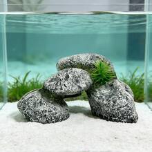 1pc Realistic Rock Design Aquarium Decor, Fish Tank Ornament, Resin Rock With Small Aquatic Plants, Suitable For Betta, Shrimp, Nano Fish Tanks, Simulated Rock Bridge And Cave For Fish And Shrimp Hiding Place, Aquarium Landscaping Decoration - A - View 4