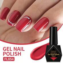 6支/套 FOUR LILY 10ml 新款秋冬红色指甲油凝胶，高饱和度沙龙级凝胶，持久耐用，居家美甲必备，完美圣诞礼物（女士适用） - 黑色 - 查看 3