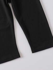 Baby Boy Letter Print T-Shirt And Pants Set, Casual Outfit For Spring/Summer - Black and White - View 6