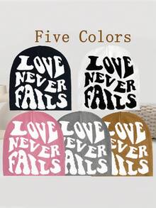 情人节情侣针织帽，时尚“爱永不失败”字母设计，秋冬户外骑行帽，男女通用保暖滑雪帽，Y2K街头风针织帽，秋冬美学度假穿搭 - 愛永不失敗 - 查看 7