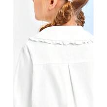 Collar Shirt Classic Long Sleeve Button Down Uniform Shirts Soft Blouse Tops - 9-10 Years + White - View 6