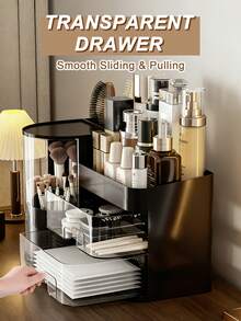 Black Display Makeup Organizer, Vanity Organizer, Bathroom Countertop Organizer Skin Care Storage, Makeup Box, Easy To Store Lipsticks, Nail Polishes, Perfumes, Eyeshadow Palettes, Bathroom Storage And Organizer, Modern Design, Gift For Girls, Drawer Organizer, Kitchen Drawer Organizer, Storage Bins, Vanity Organizer, Nail Polish Organizer, Plastic Drawers, Closet Organizers And Storage, Desk Organizer, Beauty Supplies Storage For Moisturizing Cream Lotion Collagen Jelly Collagen Jelly Cream Face Lotion Under Eye Patches Face Mask Hair Clips, Valentines Gift - màu đen - Xem 4