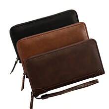 Men's Long Zipper Wallet High Quality Pu Leather Wallet For Men RFID Blocking Business Clutch Bag Credit Card Holder Purse Man