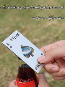 10pcs Customized Spade A Credit Card, Creative Poker Shaped Stainless Steel Household Tool Bottle Opener, Spade Bottle Opener, Customizable Text, Stainless Steel Can Opener, Elegant Black And White Design, Suitable For Parties, Weddings, Holidays, Ideal For Bar Activities, Christmas, Birthday, Father's Day, Valentine's Day Gifts, Smooth Metal Appearance, Metal Structure, Household Items, Business Office Supplies ,Forever Love, Wall Decor - Multicolor - View 5