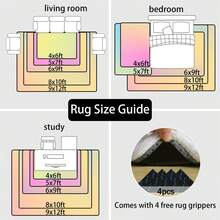 Living Room Rugs, Bedroom Rugs – Ultra Soft Plush Rug, Fluffy Shaggy Carpet, Washable Area Rug With Non-Slip Backing & 4 Free Grip Stickers, Modern Home Dorm Decor, Multiple Sizes 4x6 5x7 6x9 8x10 9x12 10x14, Black Rug - 象牙白 - 查看 7