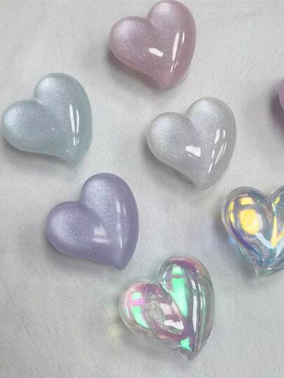 1 pieza Soporte de teléfono de resina acrílica con forma de corazón estilo INS, soporte de teléfono magnético plegable con cojín de aire, regalo del Día de San Valentín compatible con iPhone, teléfonos Android, regalo para cumpleaños, familia y amigos, accesorios de teléfono con agarre de empuje y tracción