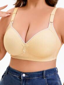 1 pieza Sujetador de descanso sin costuras, sexy y con lazo, de alta sujeción y talla grande para mujeres - Albaricoque - Ver 6